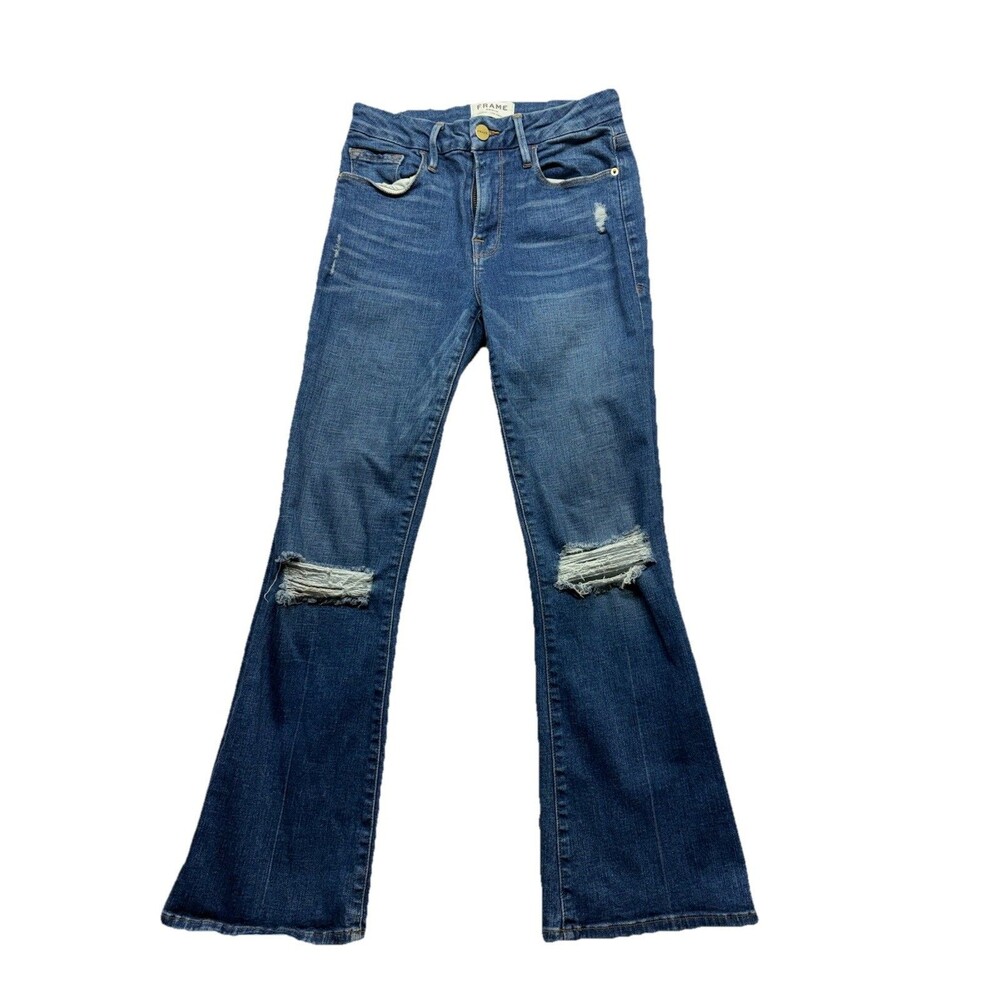 Frame Jeans Women's Size 25 Blue Le Crop Mini Boot Cut Denim Mid Rise Stretch